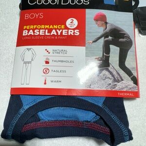 New Cuddl Duds Boys Baselayers - Navy and Blue 2 piece set
